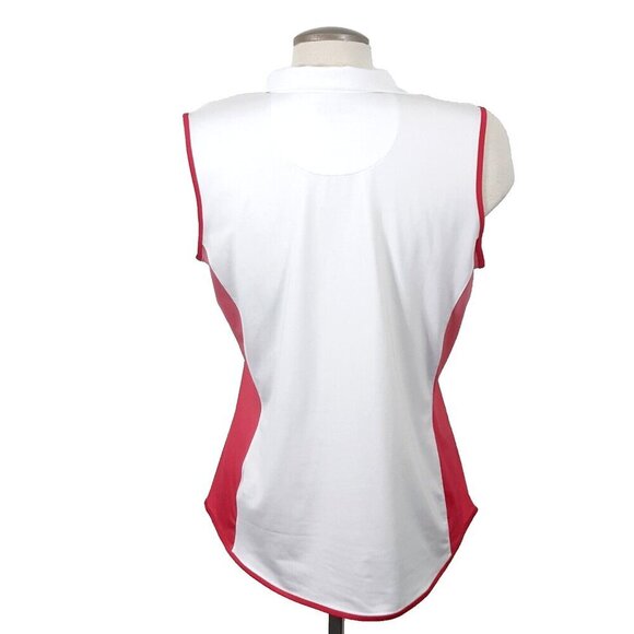 Guy Harvey Womens Golf Shirt Polo Size Medium White Pink Sleeveless Collared Zip - Picture 3 of 5